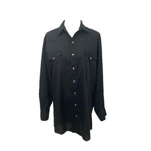 Open Range Western Shirt Men's Black 1990's Pearl Snap by Karman Size Large